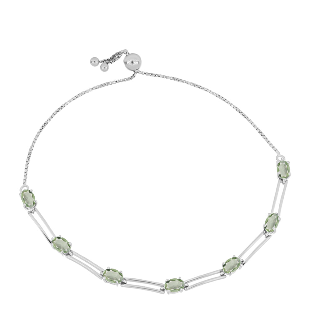 Silberarmband mit grünem Amethyst