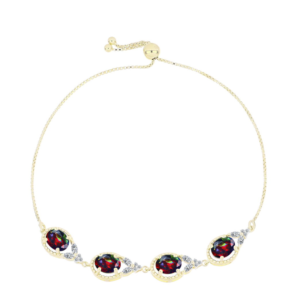 Goldplattiertes Silberarmband mit mitternachtsschwarzem äthiopischen Opal aus Lega Dembi und weißem Topas 1 