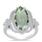 Silberring mit grünem Amethyst und weißem Topas