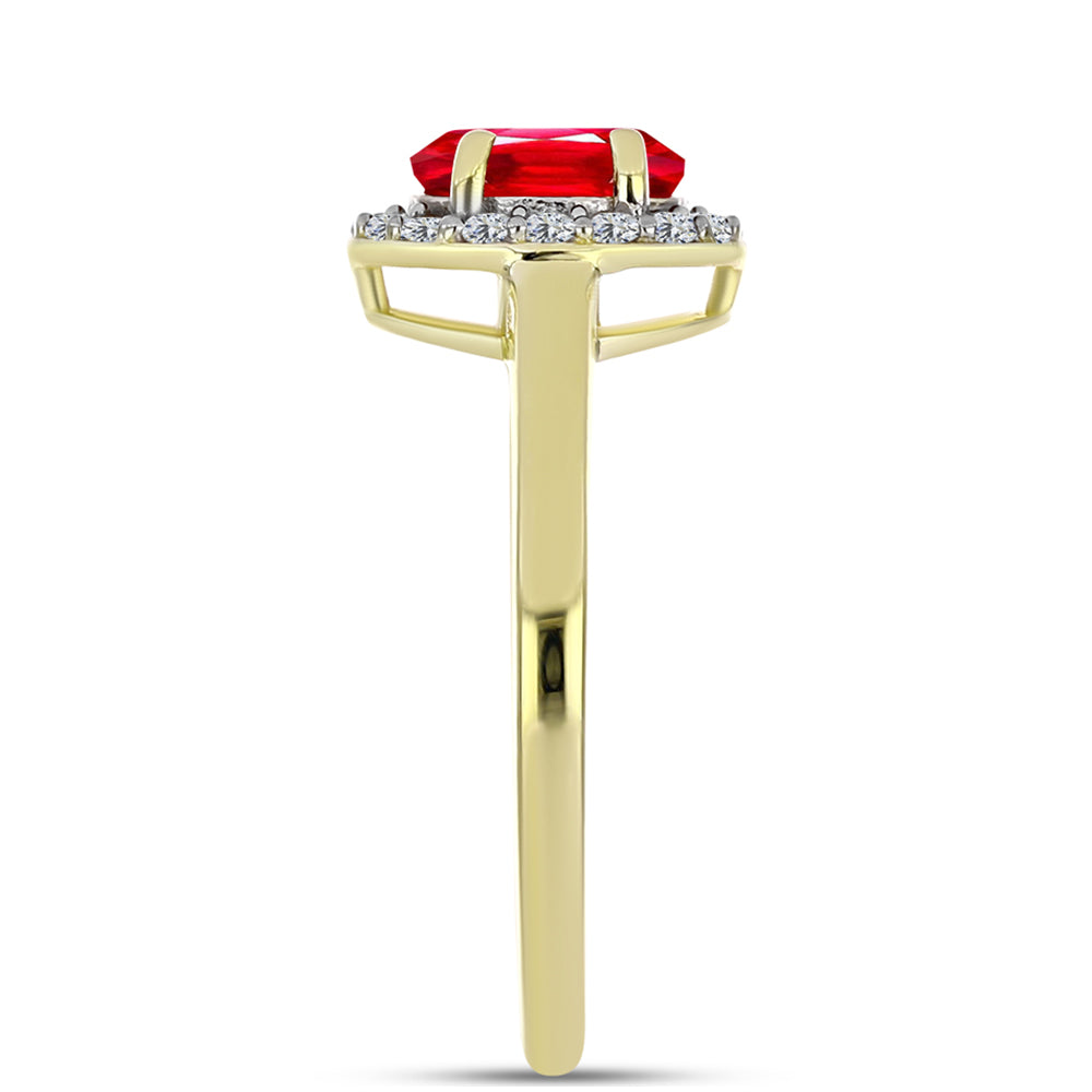 Goldplattierter Silberring mit rotem Achat und weißem Topas 4 