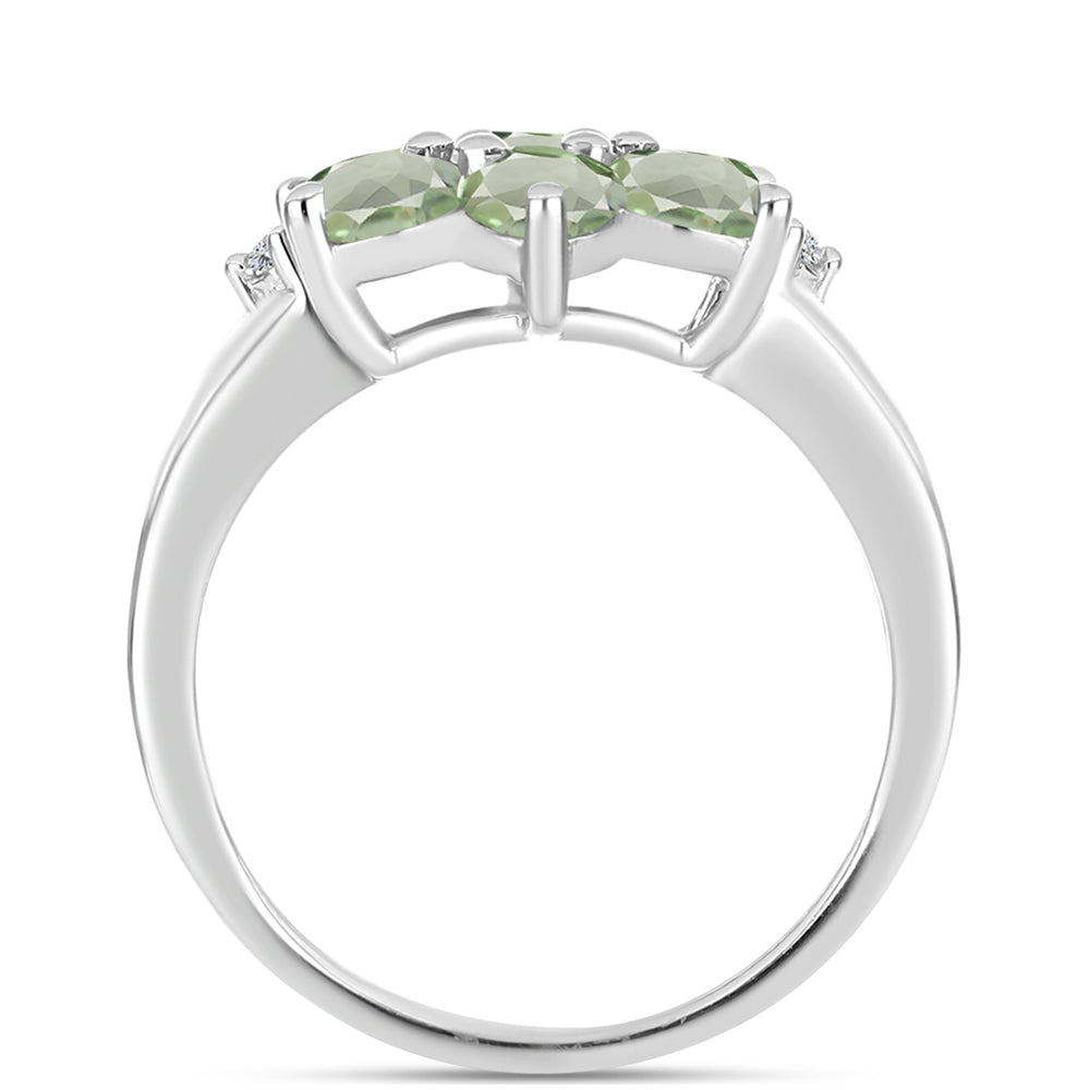 Silberring mit grünem Amethyst und weißem Topas 2 
