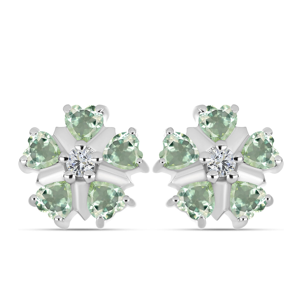 Silberohrringe mit grünem Amethyst und weißem Topas 1 