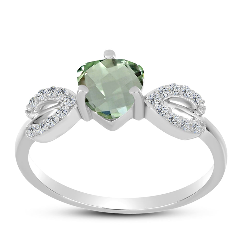 Silberring mit grünem Amethyst und weißem Topas 3 