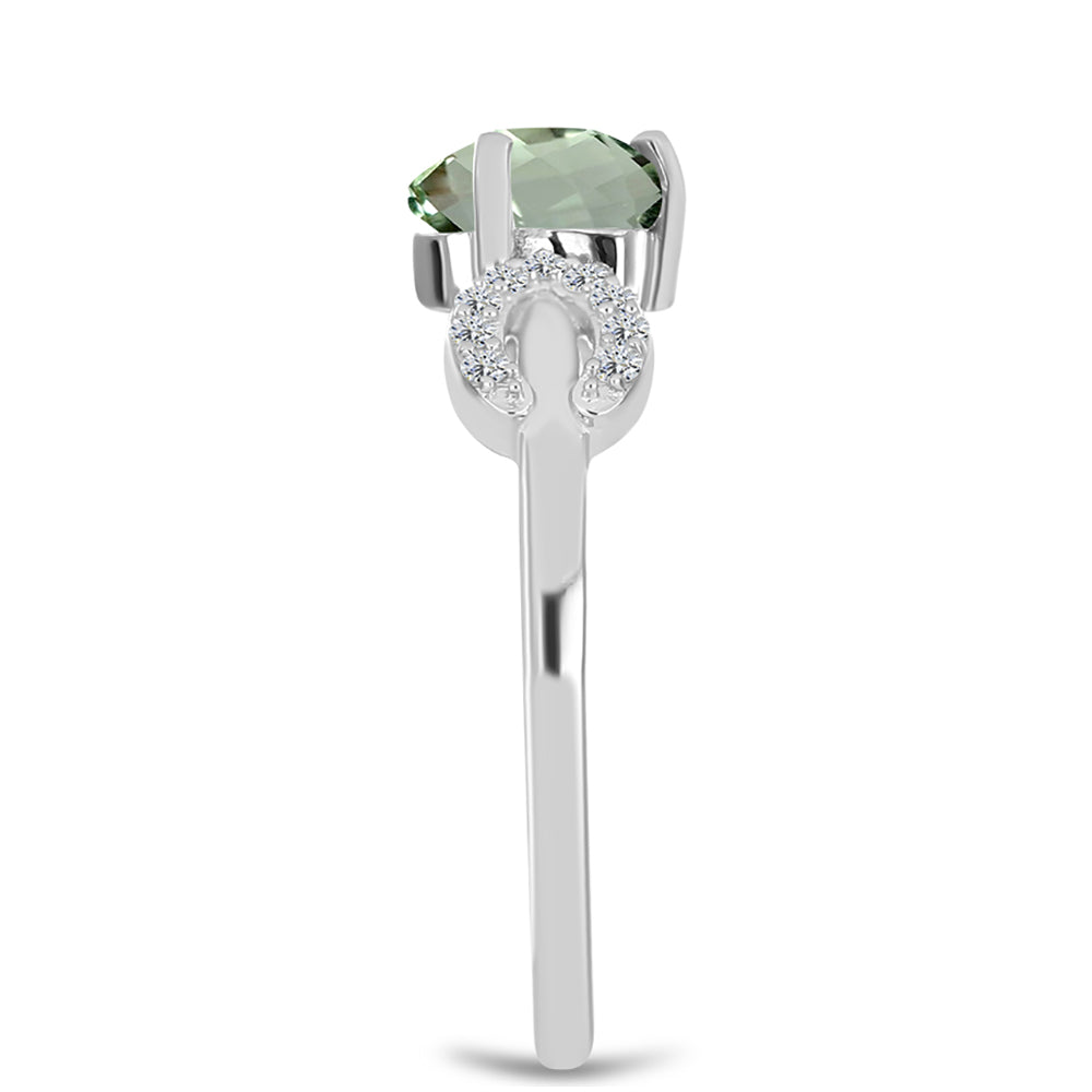 Silberring mit grünem Amethyst und weißem Topas