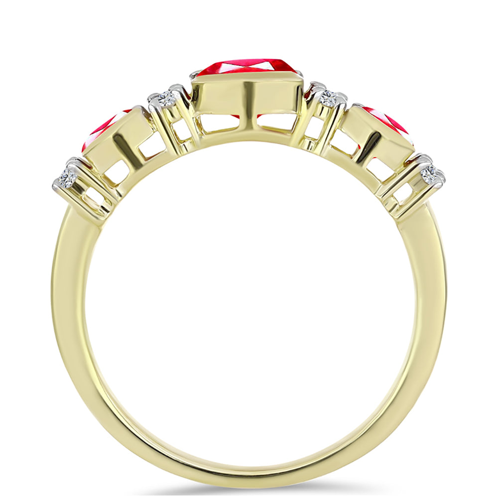 Goldplattierter Silberring mit rotem Achat und weißem Topas 3 