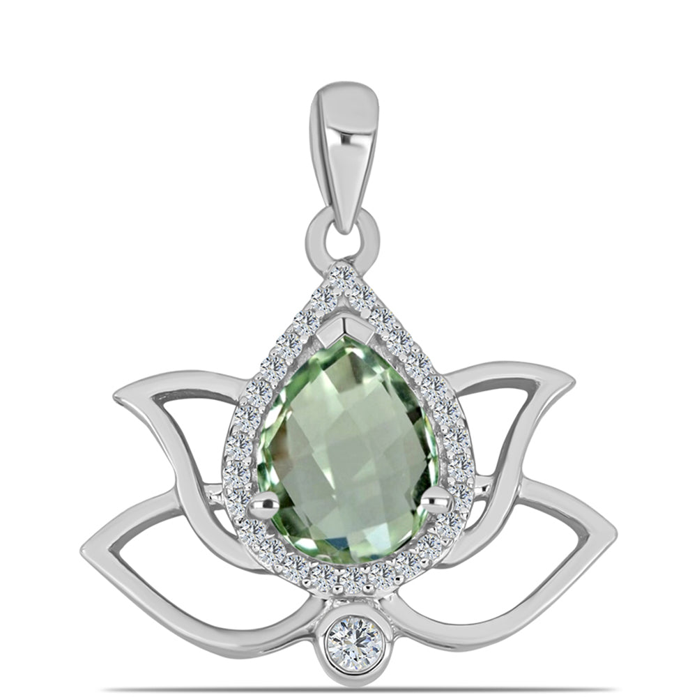 Silberanhänger mit grünem Amethyst und weißem Topas 1 