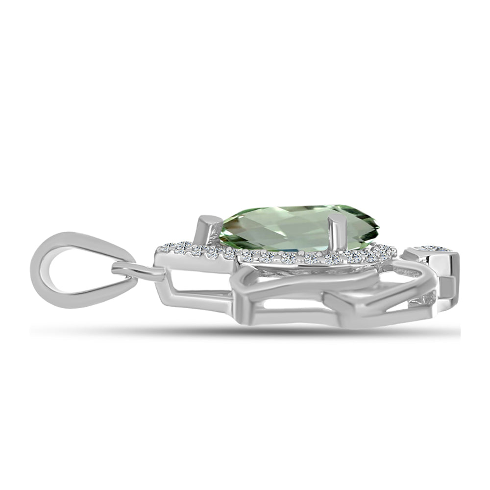 Silberanhänger mit grünem Amethyst und weißem Topas 2 