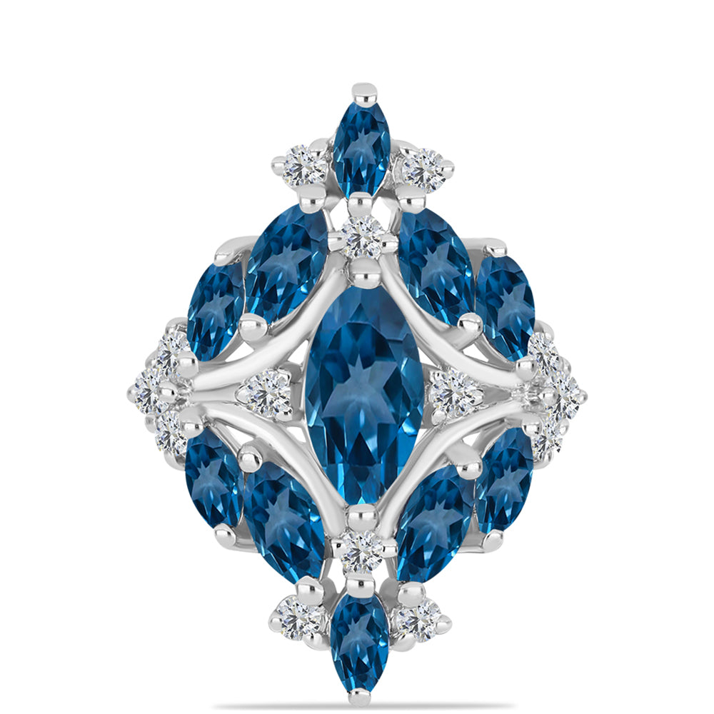 Silberring mit londonblauem Topas und weißem Topas