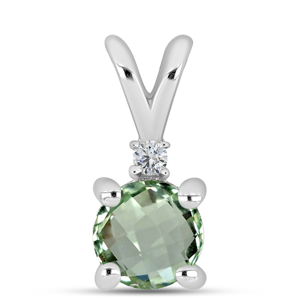 Silberanhänger mit grünem Amethyst und weißem Topas