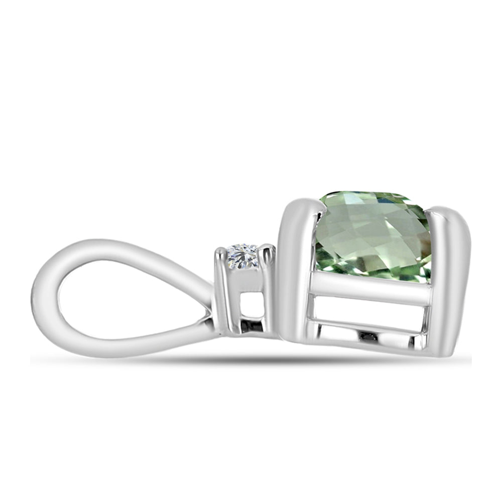 Silberanhänger mit grünem Amethyst und weißem Topas 2 