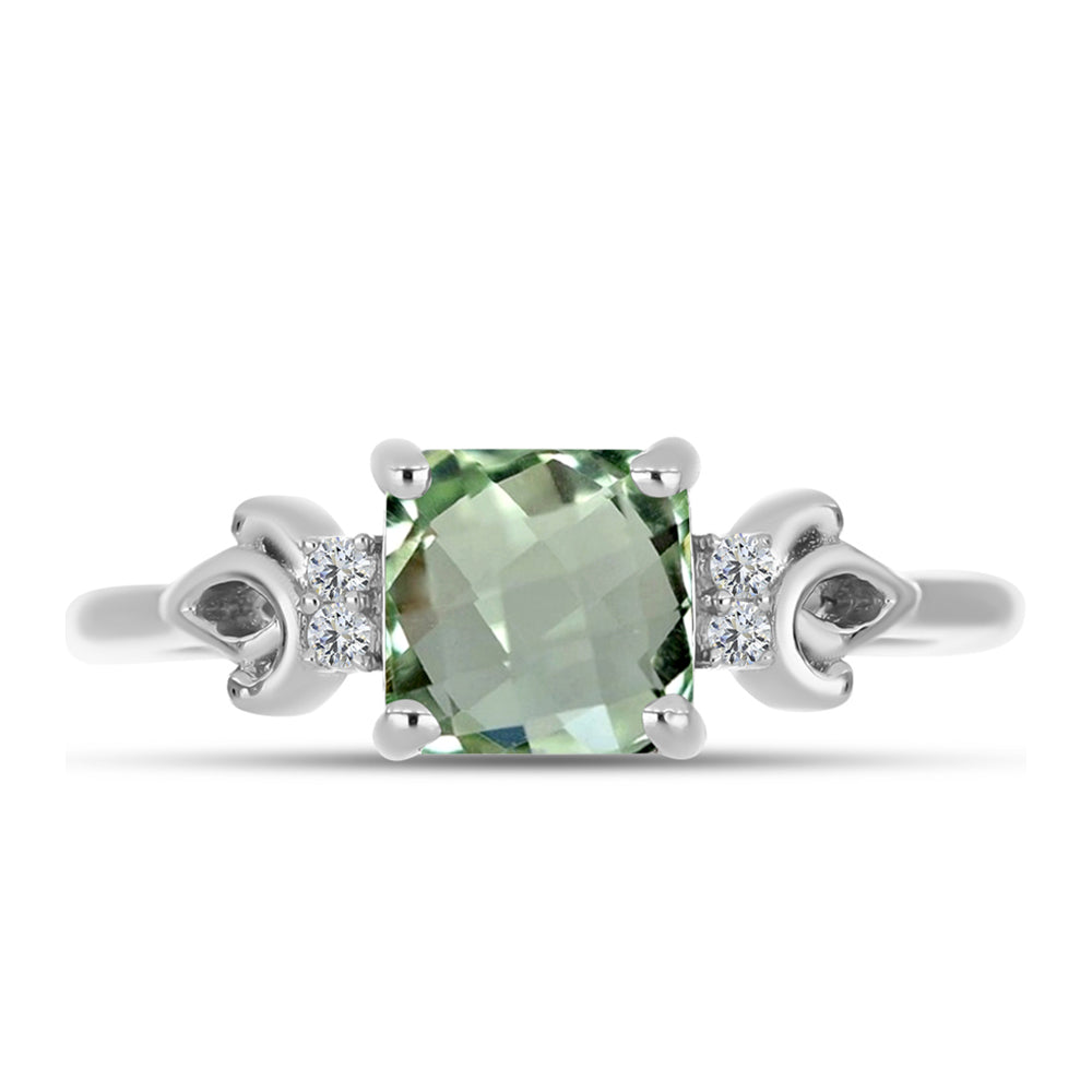 Silberring mit grünem Amethyst und weißem Topas 1 