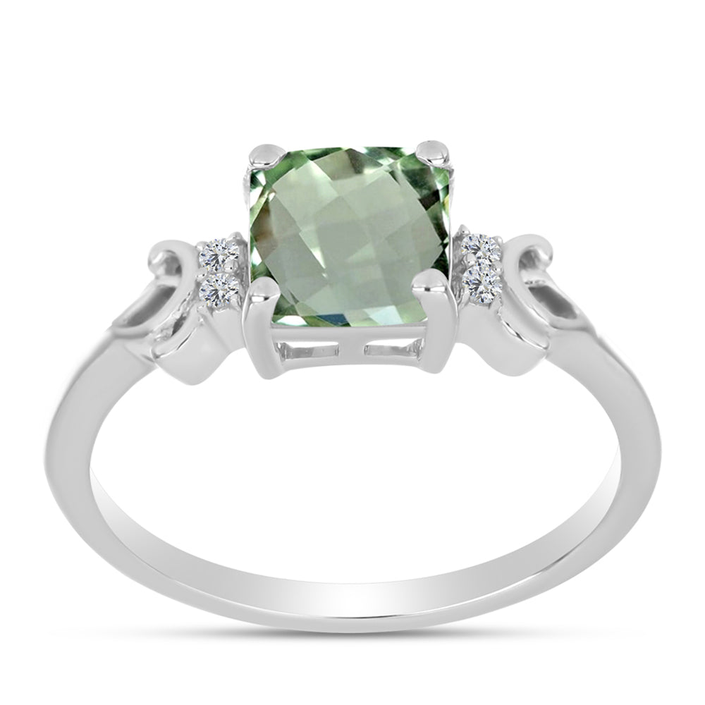 Silberring mit grünem Amethyst und weißem Topas 3 