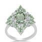 Silberring mit grünem Amethyst und weißem Topas
