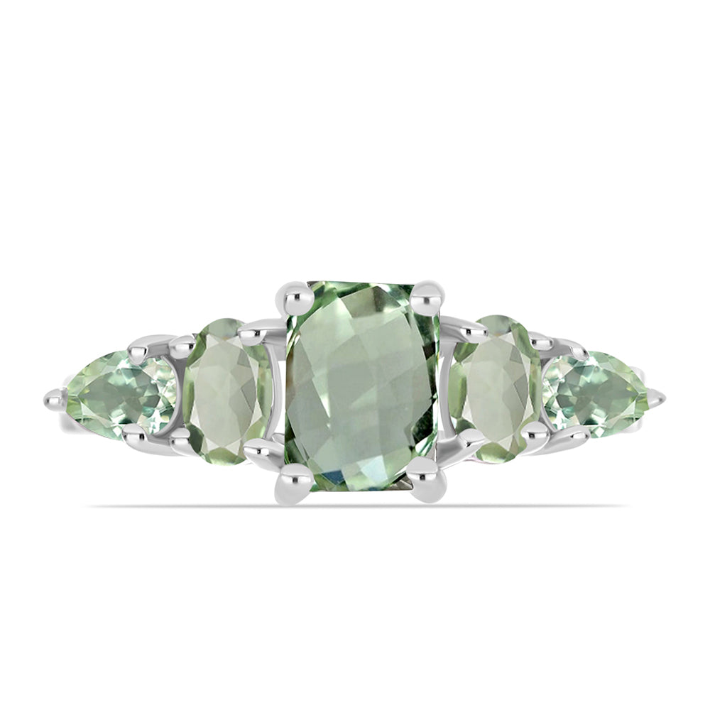 Silberring mit grünem Amethyst 1 