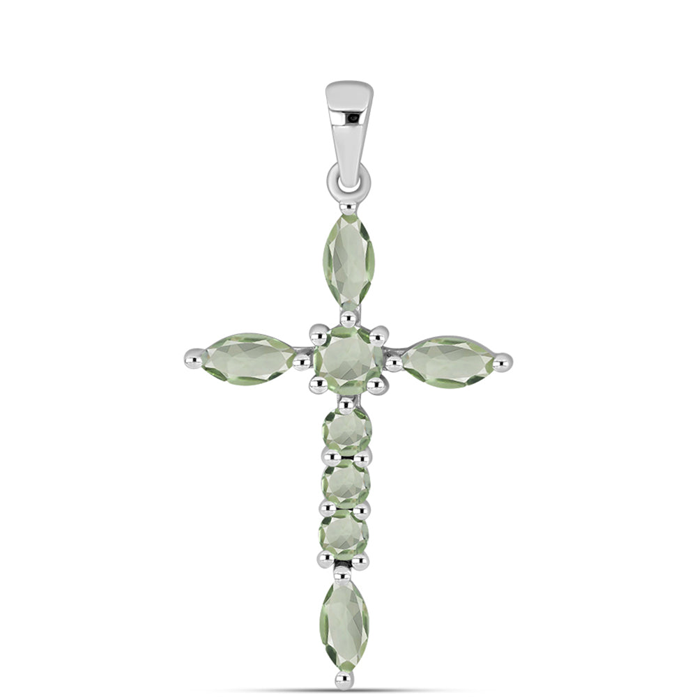 Silberanhänger mit grünem Amethyst 1 