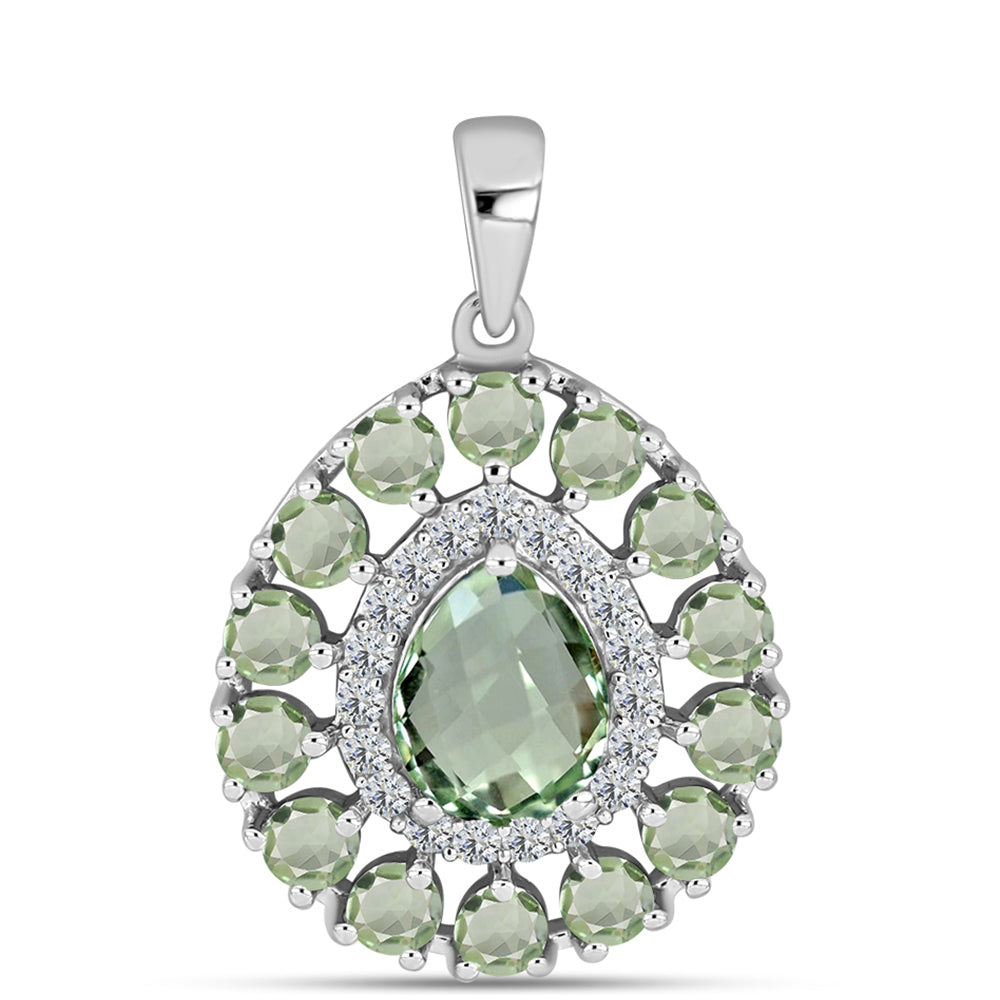 Silberanhänger mit grünem Amethyst und weißem Topas 1 