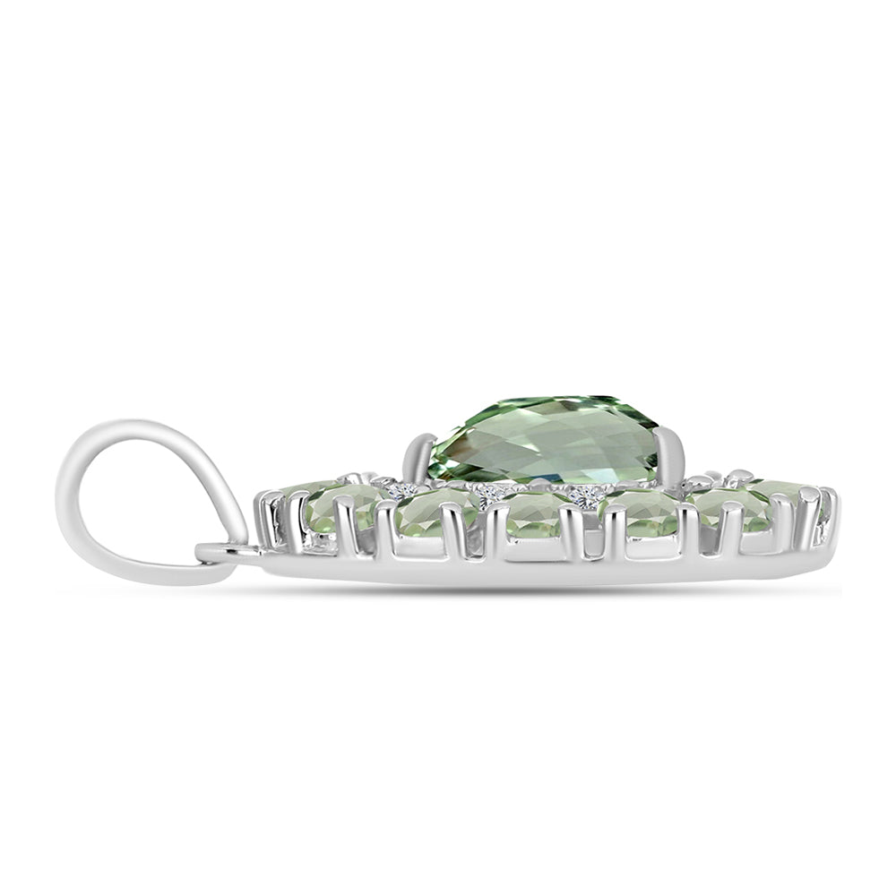 Silberanhänger mit grünem Amethyst und weißem Topas 2 