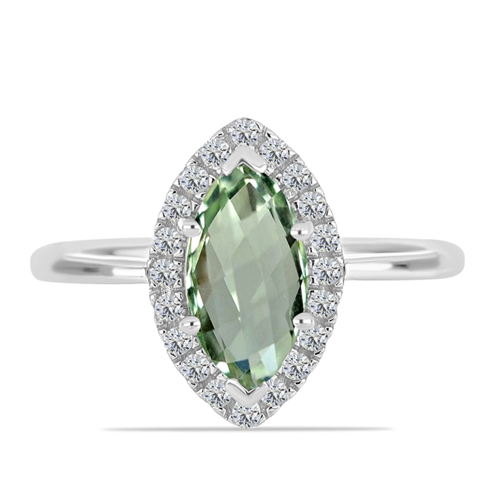 Silberring mit grünem Amethyst und weißem Topas 1 