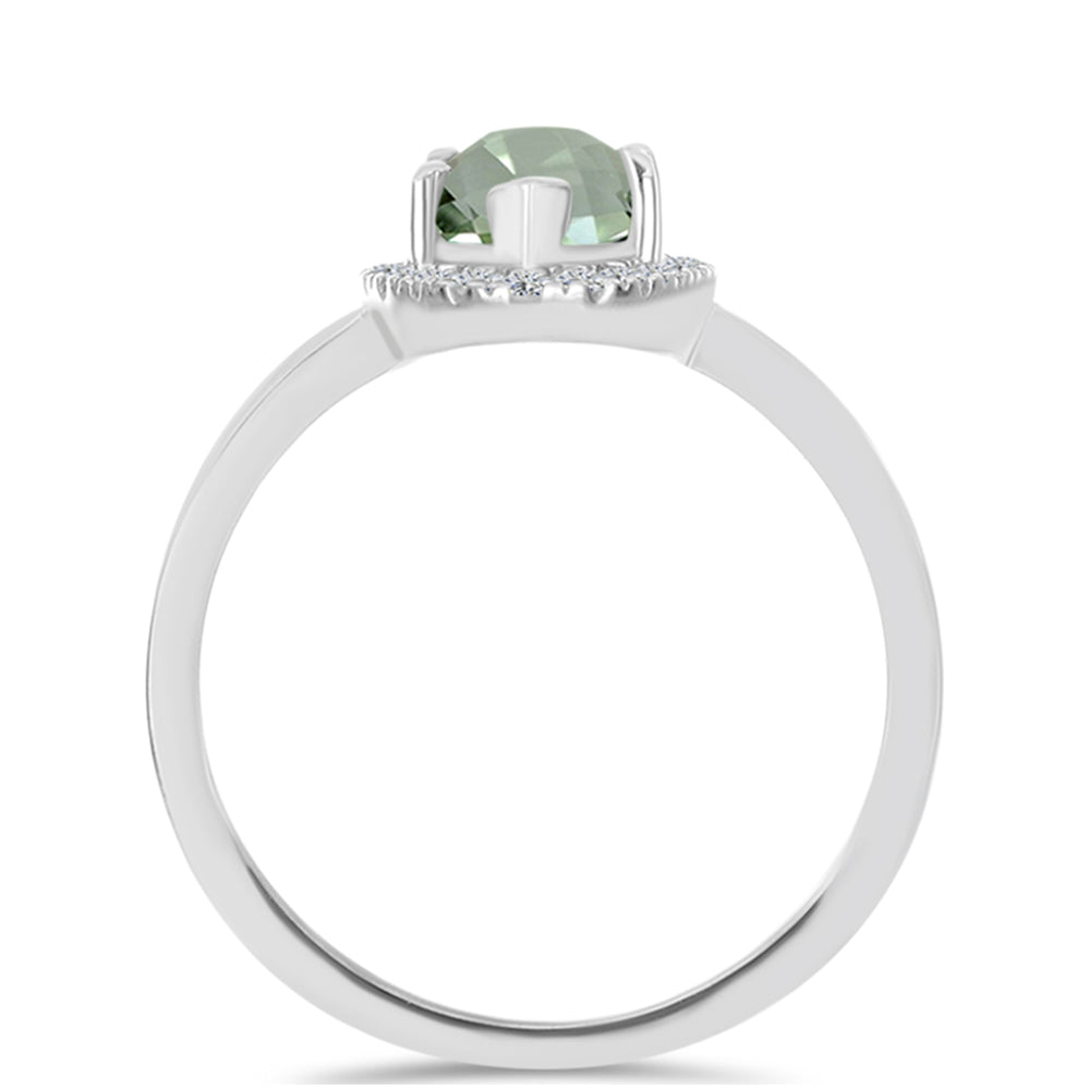 Silberring mit grünem Amethyst und weißem Topas