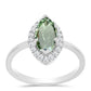 Silberring mit grünem Amethyst und weißem Topas
