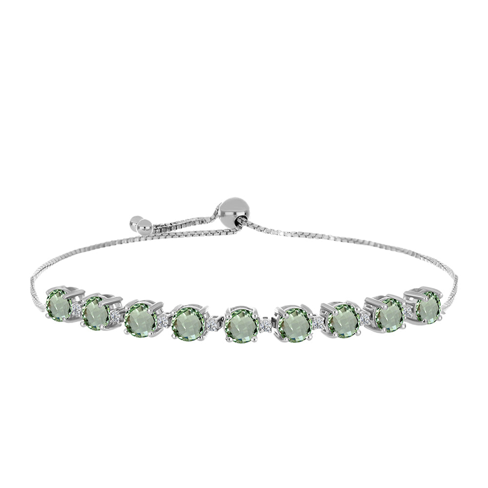 Silberarmband mit grünem Amethyst und weißem Topas 1 