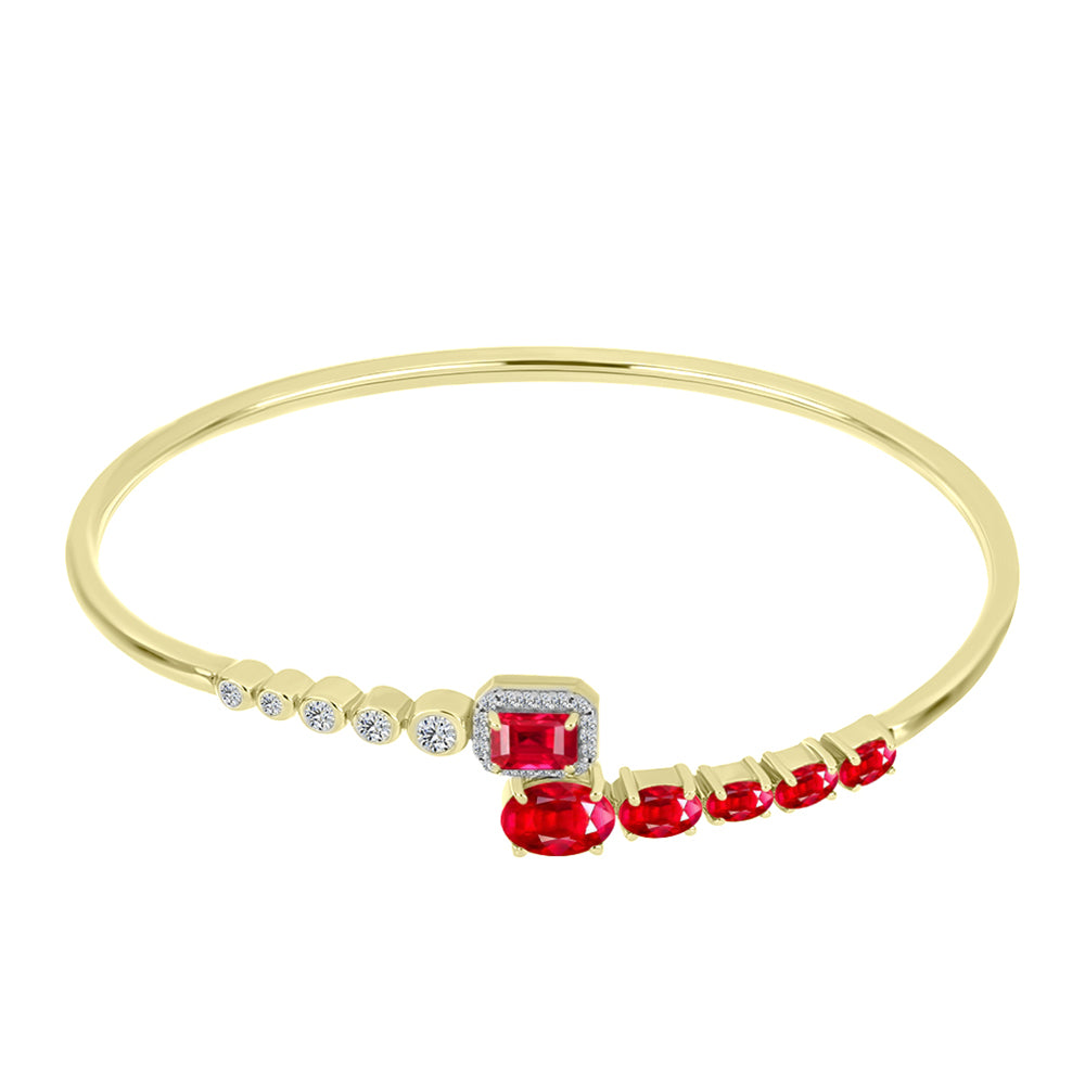 Goldplattierter Silberarmreif mit rotem Achat und weißem Topas 1 
