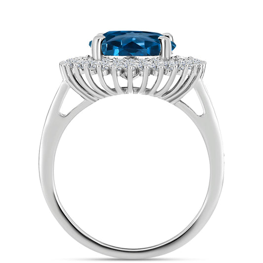 Silberring mit londonblauem Topas und weißem Topas