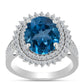 Silberring mit londonblauem Topas und weißem Topas