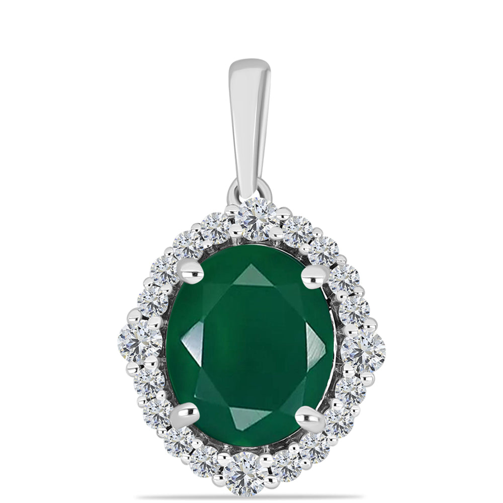 Silberanhänger mit grünem Chalcedon und weißem Topas