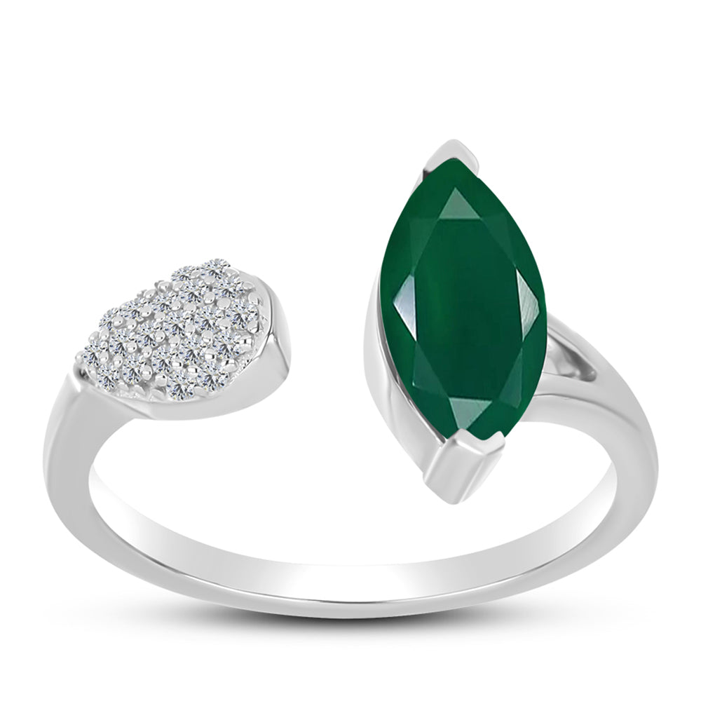 Silberring mit grünem Chalcedon und weißem Topas