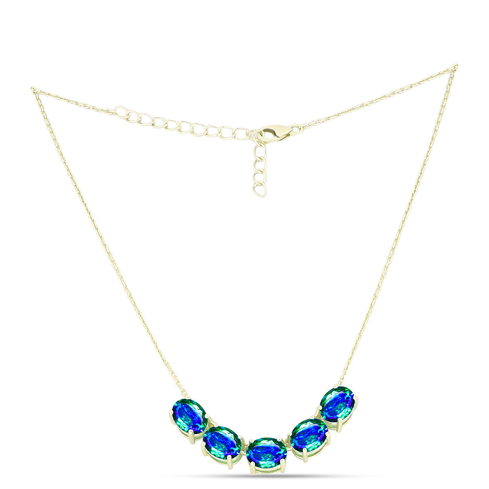 Goldplattierte Silberhalskette mit Pfauenquarz 1 