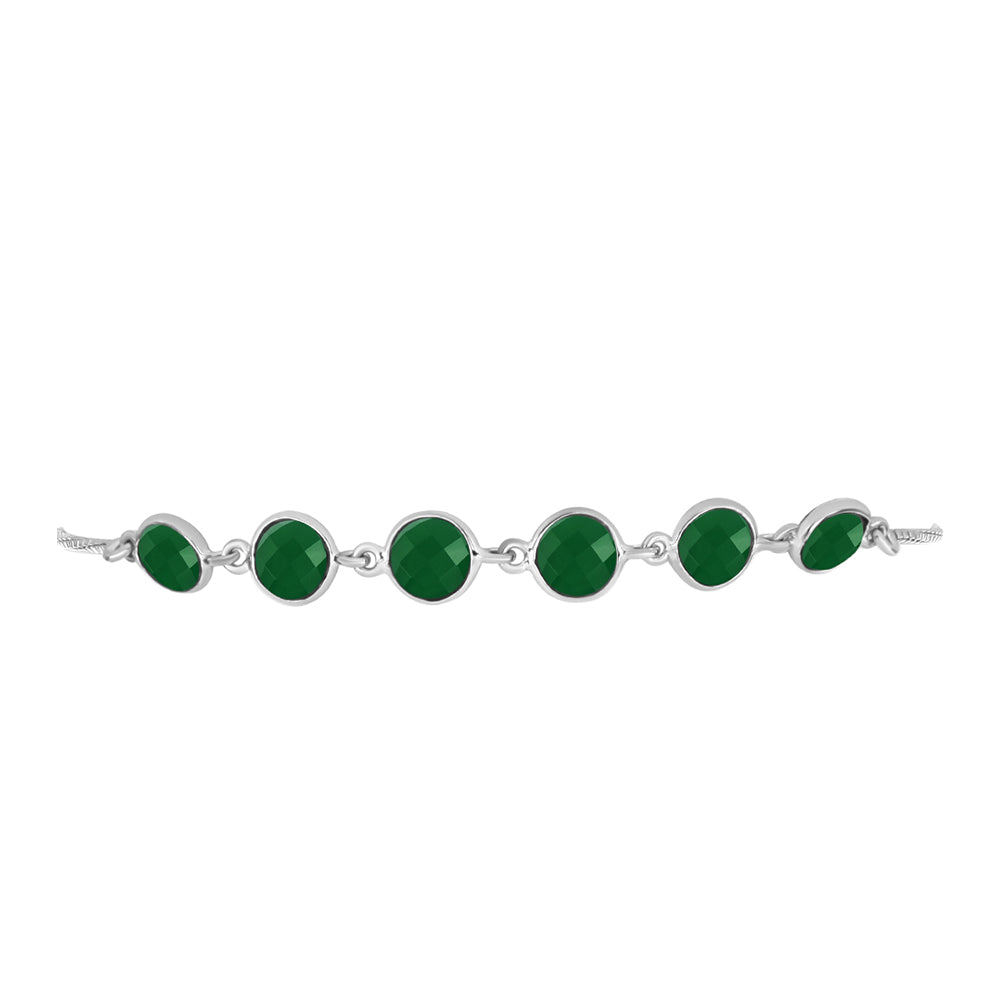 Silberarmband mit grünem Chalcedon