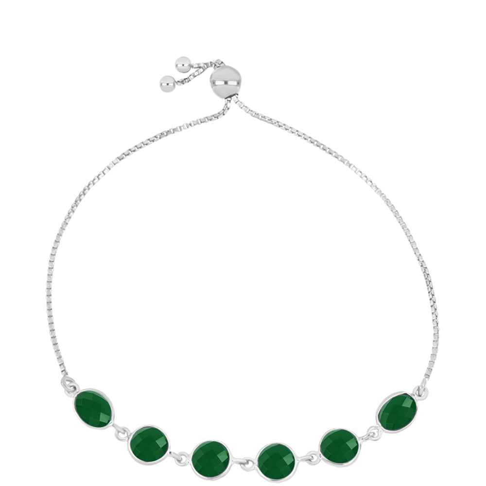 Silberarmband mit grünem Chalcedon