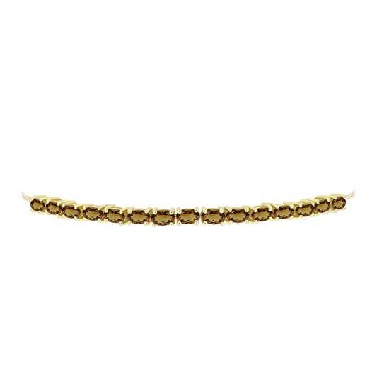 Goldplattiertes Silberarmband mit Cognac-Quarz