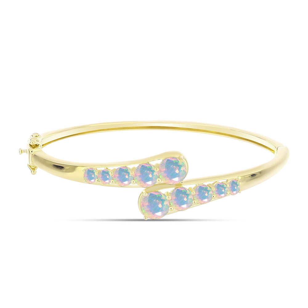 Goldplattierter Silberarmreif mit Welo-Opal und weißem Topas 1 