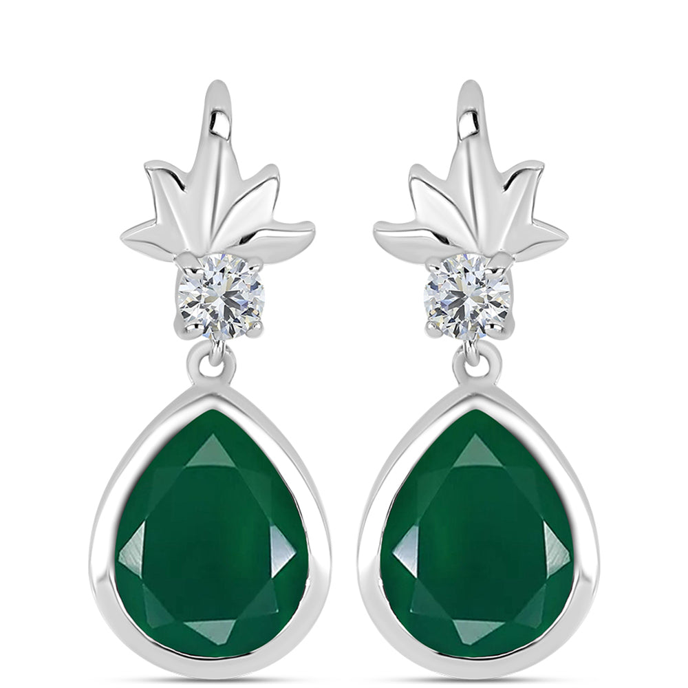 Silberohrringe mit grünem Chalcedon und weißem Topas 1 