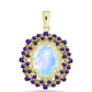 Goldplattierter Silberanhänger mit Regenbogenmondstein und marokkanischem Amethyst