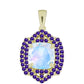Goldplattierter Silberanhänger mit Regenbogenmondstein und marokkanischem Amethyst
