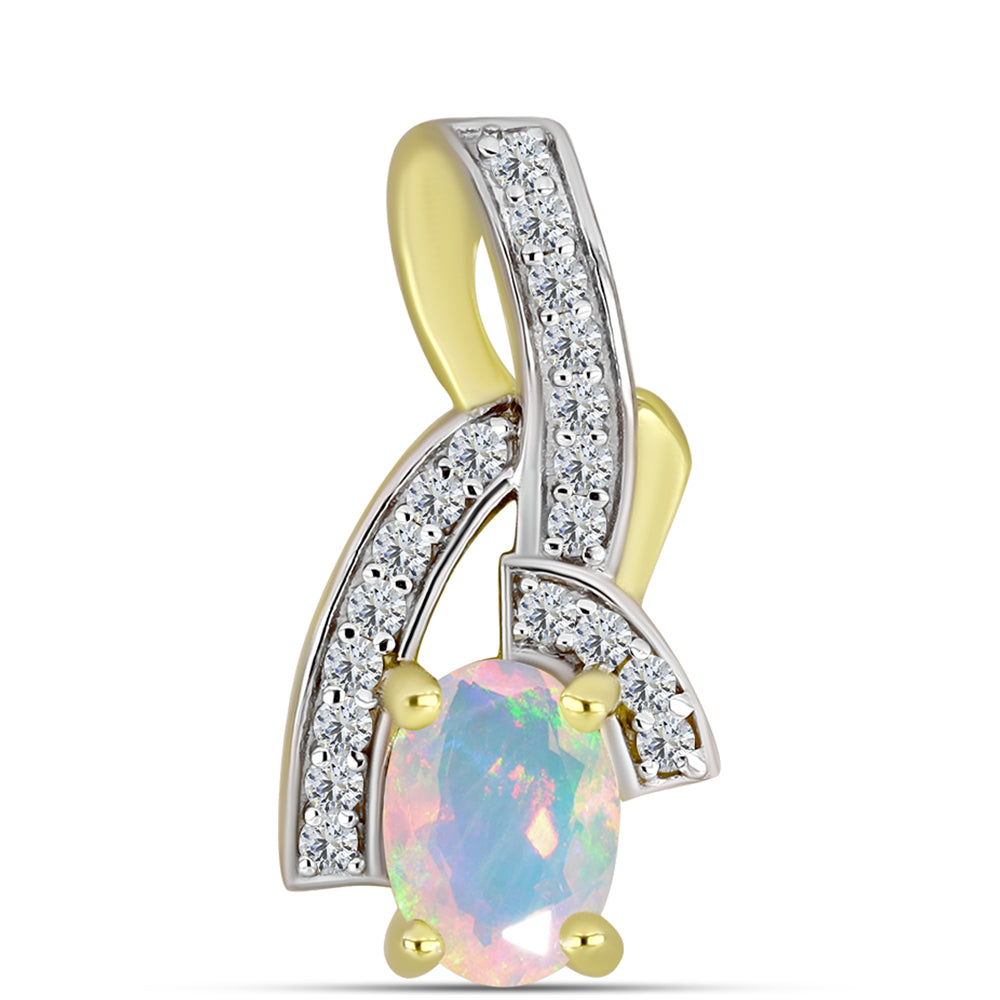 Goldplattierter Silberanhänger mit Welo-Opal und weißem Topas 1 