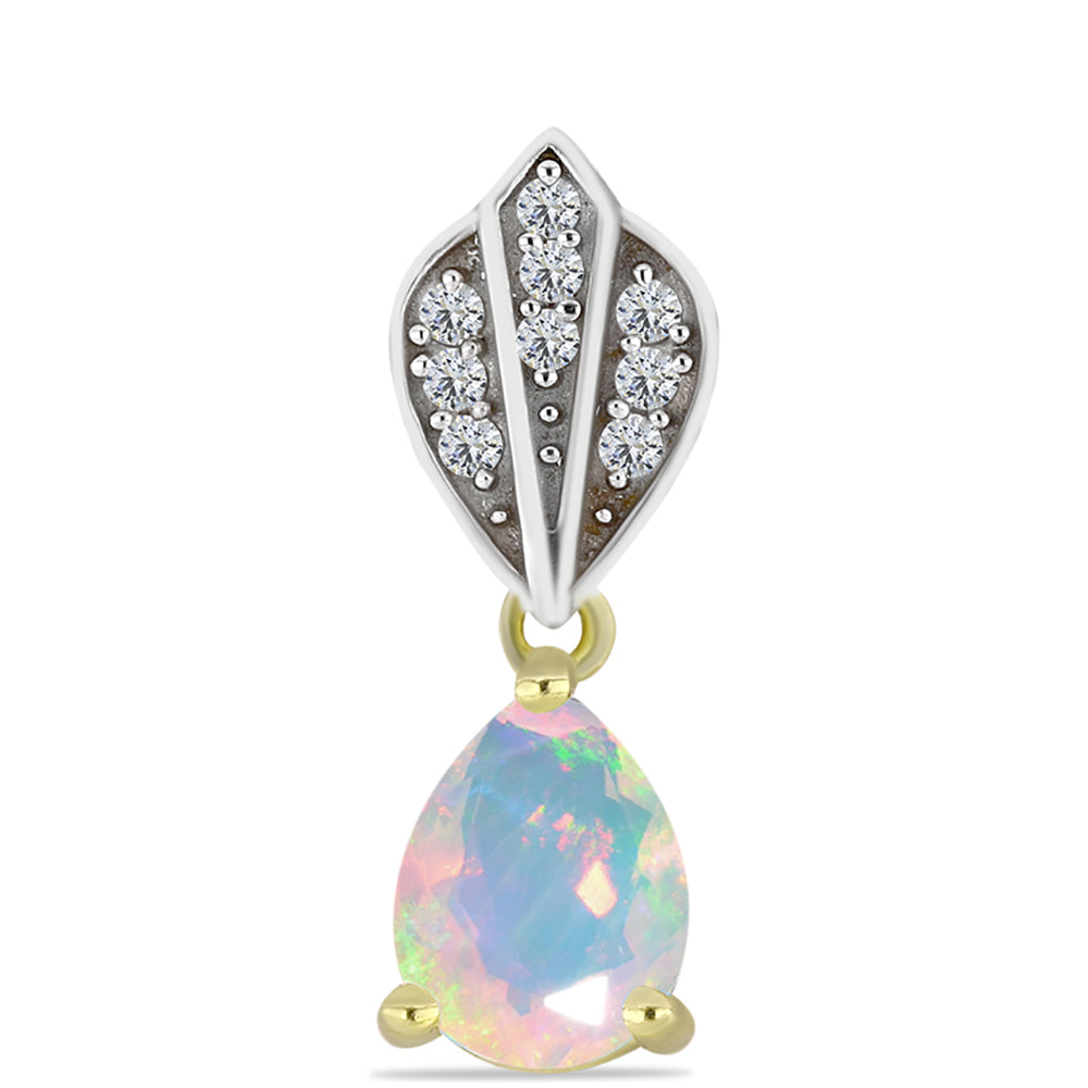 Goldplattierter Silberanhänger mit Welo-Opal und weißem Topas