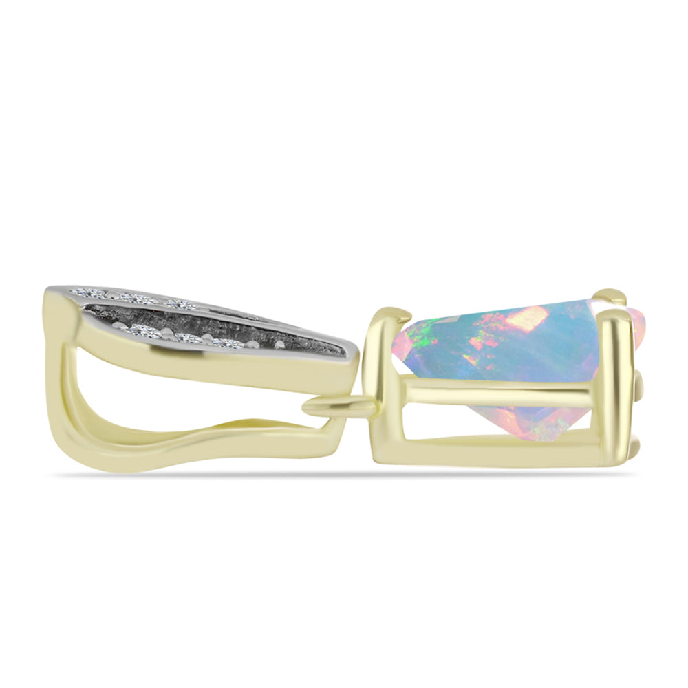 Goldplattierter Silberanhänger mit Welo-Opal und weißem Topas 2 