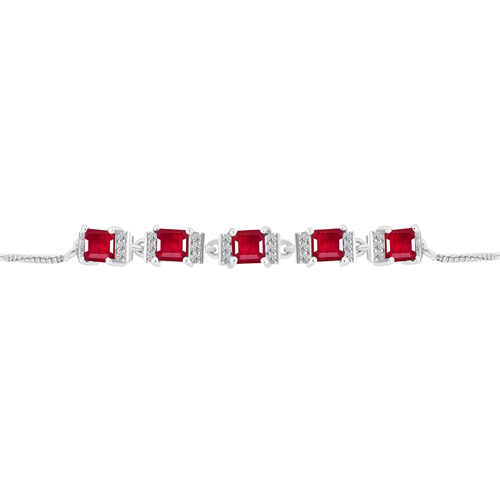 Silberarmband mit Rubin aus Madagaskar und weißem Topas