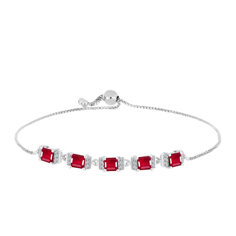 Silberarmband mit Rubin aus Madagaskar und weißem Topas 1 