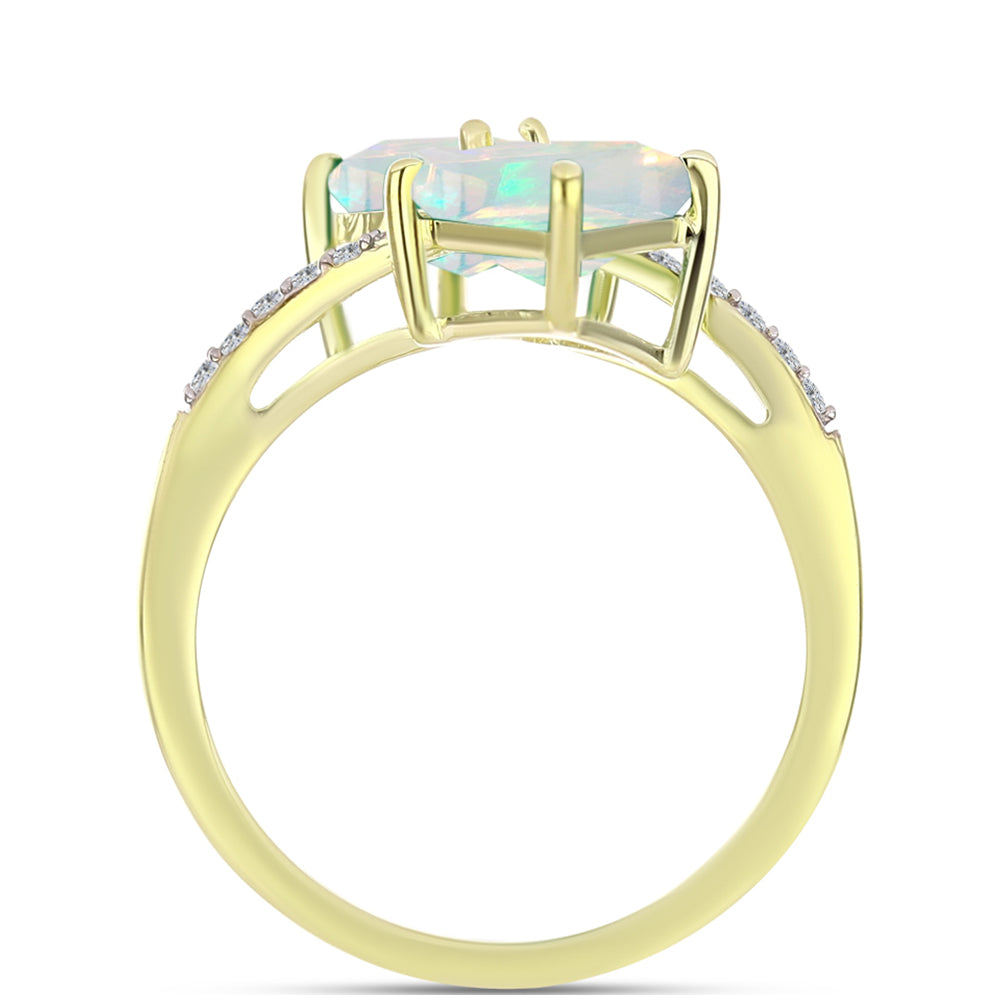 Goldplattierter Silberring mit Welo-Opal und weißem Topas 2 