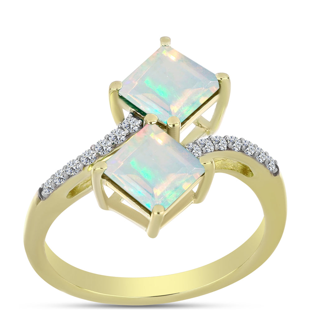 Goldplattierter Silberring mit Welo-Opal und weißem Topas 3 