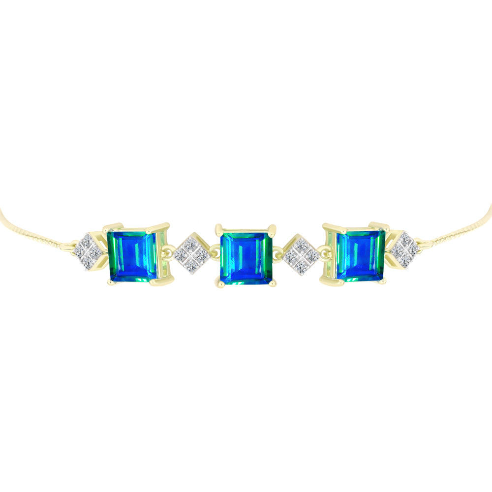 Goldplattiertes Silberarmband mit Pfauenquarz und weißem Topas 2 