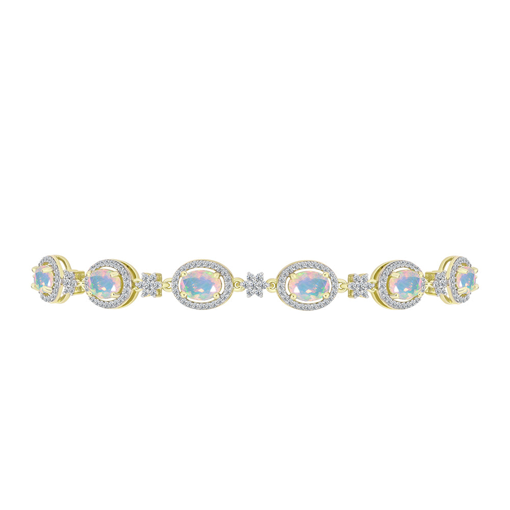 Goldplattiertes Silberarmband mit Welo-Opal und weißem Topas 2 