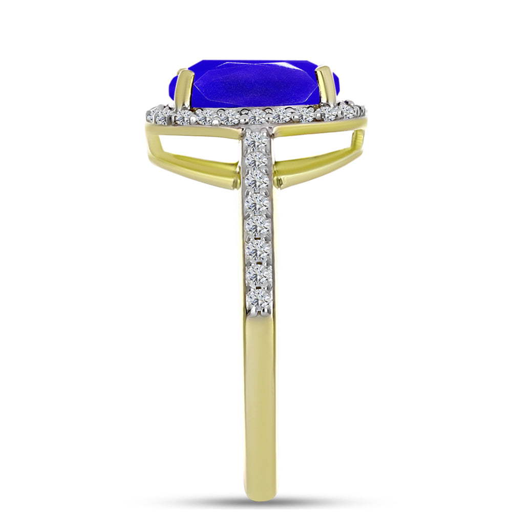 Goldplattierter Silberring mit blauem Achat und weißem Topas 4 