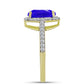 Goldplattierter Silberring mit blauem Achat und weißem Topas