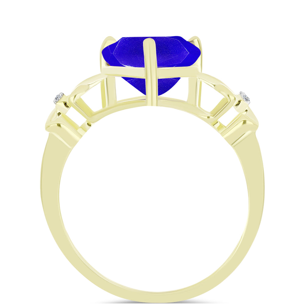 Goldplattierter Silberring mit blauem Achat und weißem Topas 2 